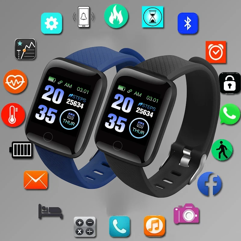 

116Plus Smart Bracelet Color Screen Heart Rate Blood Pressure Monitoring Track Watch For Men Women IP67 Waterproof Smartwatch