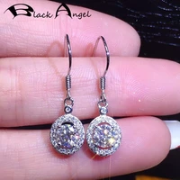 black angel 2021 new 925 sterling silver white zircon gemstone drop earrings for women fashion jewelry long earrings ladies gift