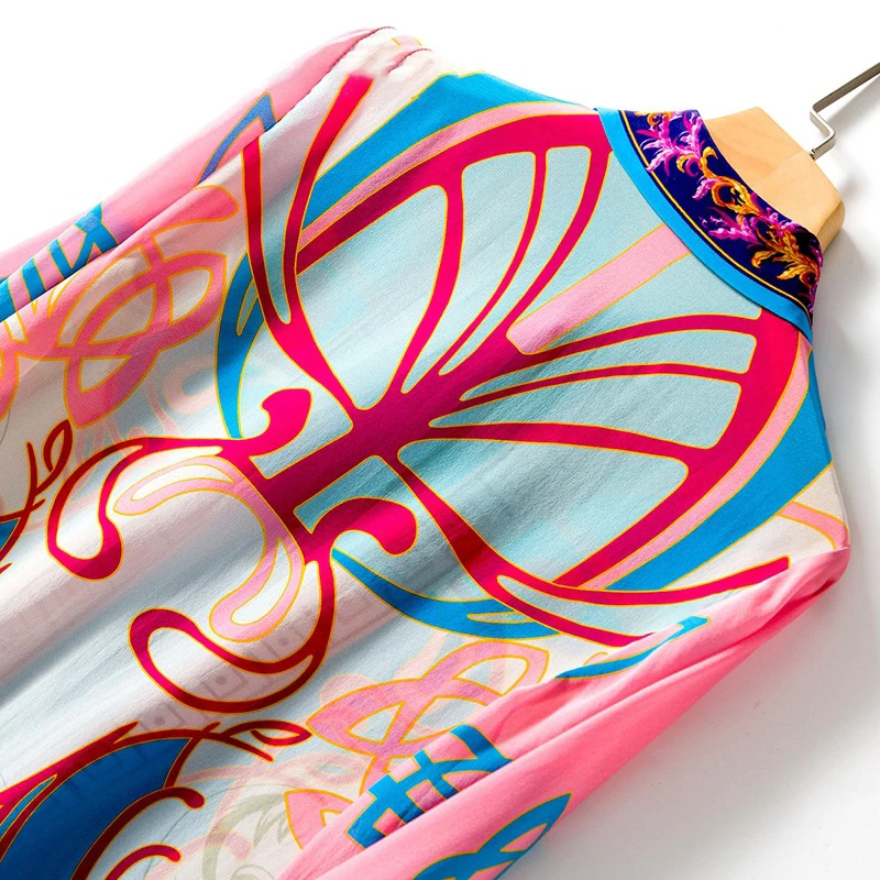 Рубашка с принтом красного и синего цвета Элегантный Приталенный топ длинными