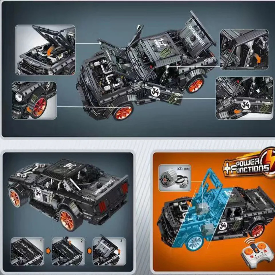 RC Ford Mustang Hoonicorn RTR V2 Technic Супер гоночный автомобиль с мотором 20102 MOC-22970 строительные блоки кирпичи с светодиодные игрушки