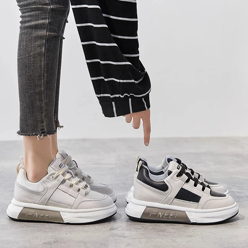 Женские кроссовки на платформе 6 см повседневные весенние с круглым носком