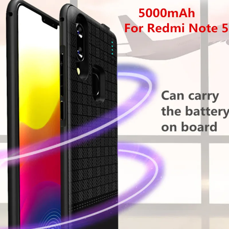 KQJYS 5000 мАч зарядное устройство чехол s для Xiaomi Redmi Note 5 Внешний Аккумулятор Чехол портативный внешний аккумулятор зажим Крышка для зарядки батареи