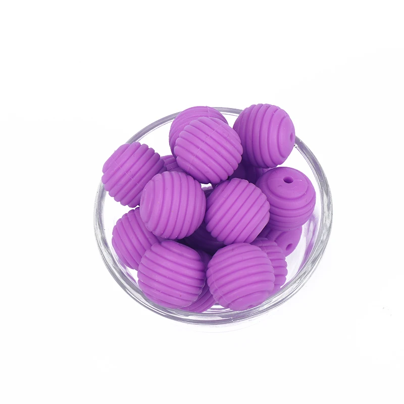 Cuentas en espiral de silicona para chupete, accesorios de juguete para masticar, cuentas redondas de 15mm, sin BPA, 20 unids/lote-5