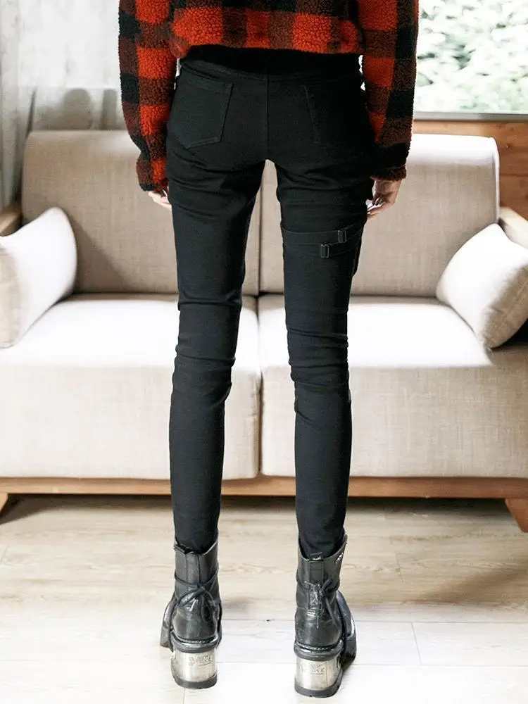 Женские джинсы на молнии в стиле панк PK-339XC Азиатские размеры (XS-XL) | Женская одежда