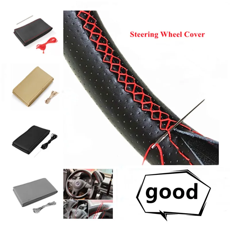 

Car Steering Wheel Braid Cover Soft Texture Car Covers With Needles And Thread Artificial Leather Car Styling Covers