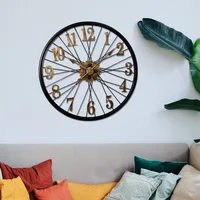 Vintage Large Wall Clock Metal Silent Clocks Wall Home Decor Gold Creative Watches Living Room Decoration Reloj De Pared