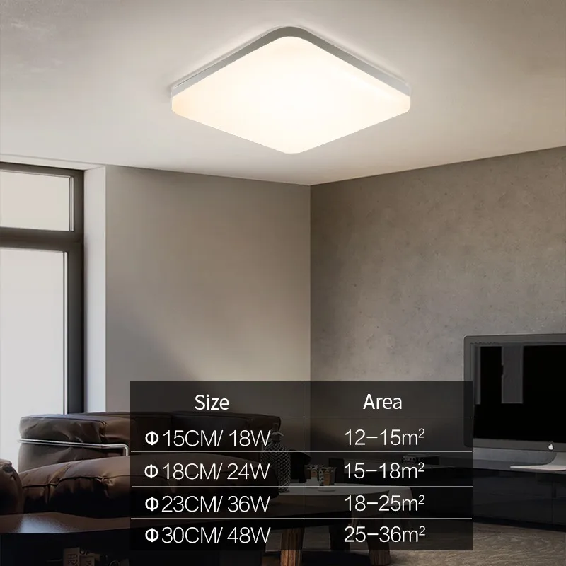 square led ceiling lamp for living room neutral white 48w 36w 24w 18w home decorative led ceiling light bedroom indoor lighting free global shipping