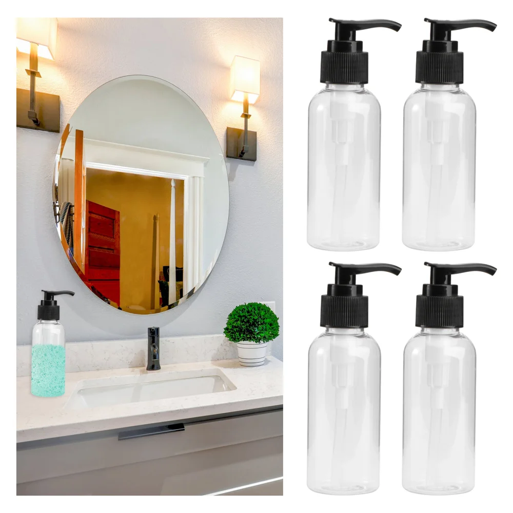 

5Pcs Shower Press Pump Bottle Empty Subpackaging Bottle Refillable Bottle Black (100ml)