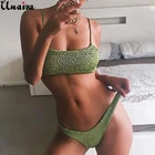 Женское трикотажное бикини Unaiza, бюстгальтер пуш-ап на бретелях с низкой талией, бандажный комплект бикини, купальник, треугольный купальник, купальный костюм, лето 2021