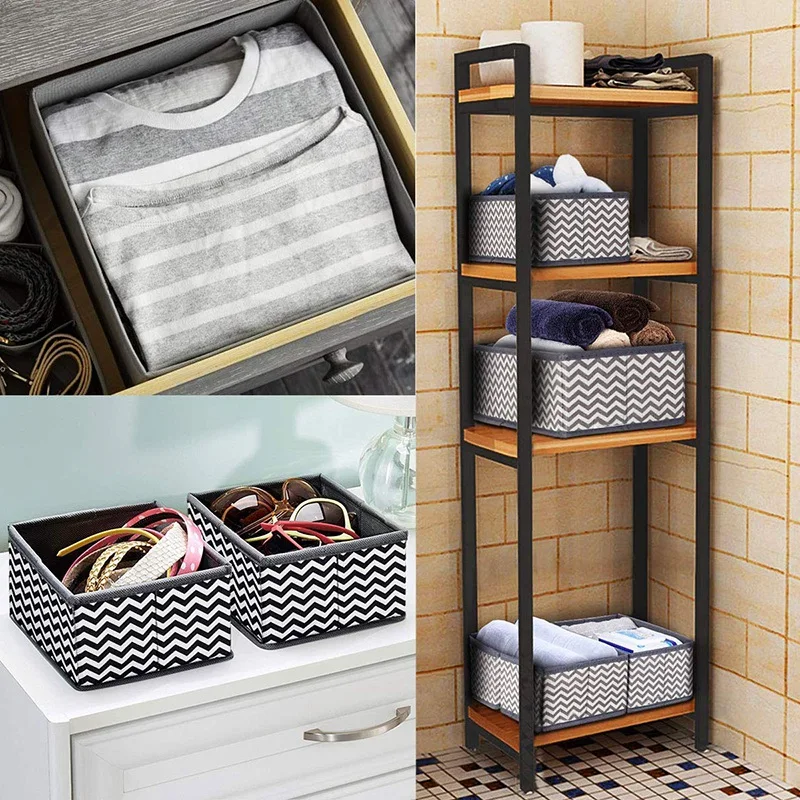 Fabric Dresser Drawer Dividers Set of 8 Wardrobe Closet Organizers Foldable Storage Box for Socks Underwear Bras Ties Toys |