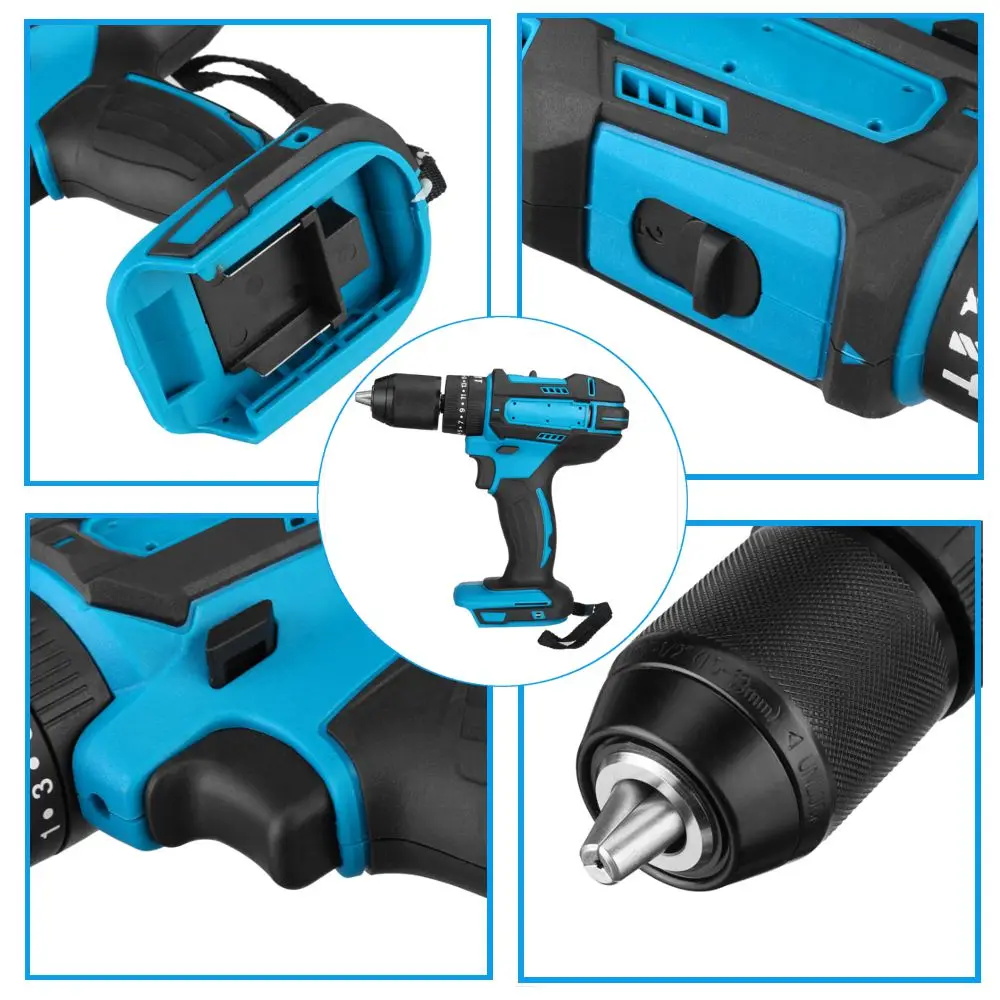

3 in 1 Brushed Electric Drill 10mm 95Nm 20+3 Torque Hammer Screwdriver with LED Light Cordless Impact Drill for Makita Battery