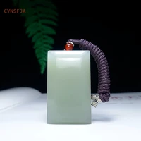 cynsfja new real rare certified natural hetian jade nephrite luck amulet peace jade pendant lighter green high quality best gift