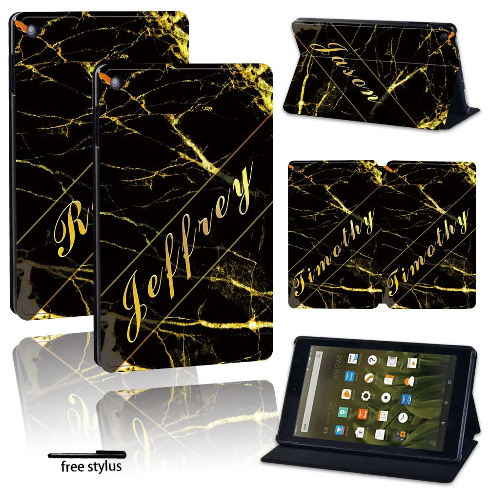 

Leather Stand Case for Amazon Fire 7/HD 8/HD 10 with Alexa Tablet Foldable Wearable Protective cover