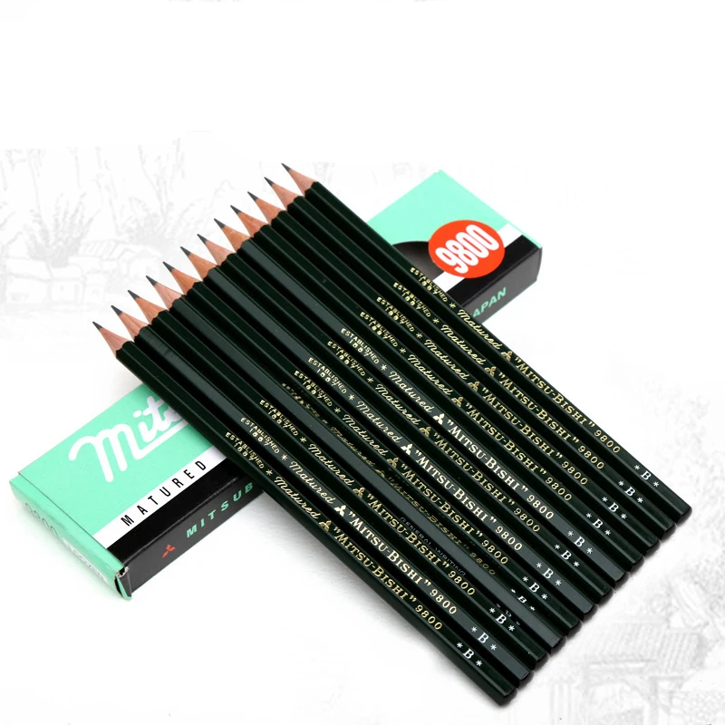 12pcs Japan 9800 Profession Drawing Pencil Set Anti-breaking Lead 2B-8H Sketch Pencils for School Crayon Graphite Art Pencils