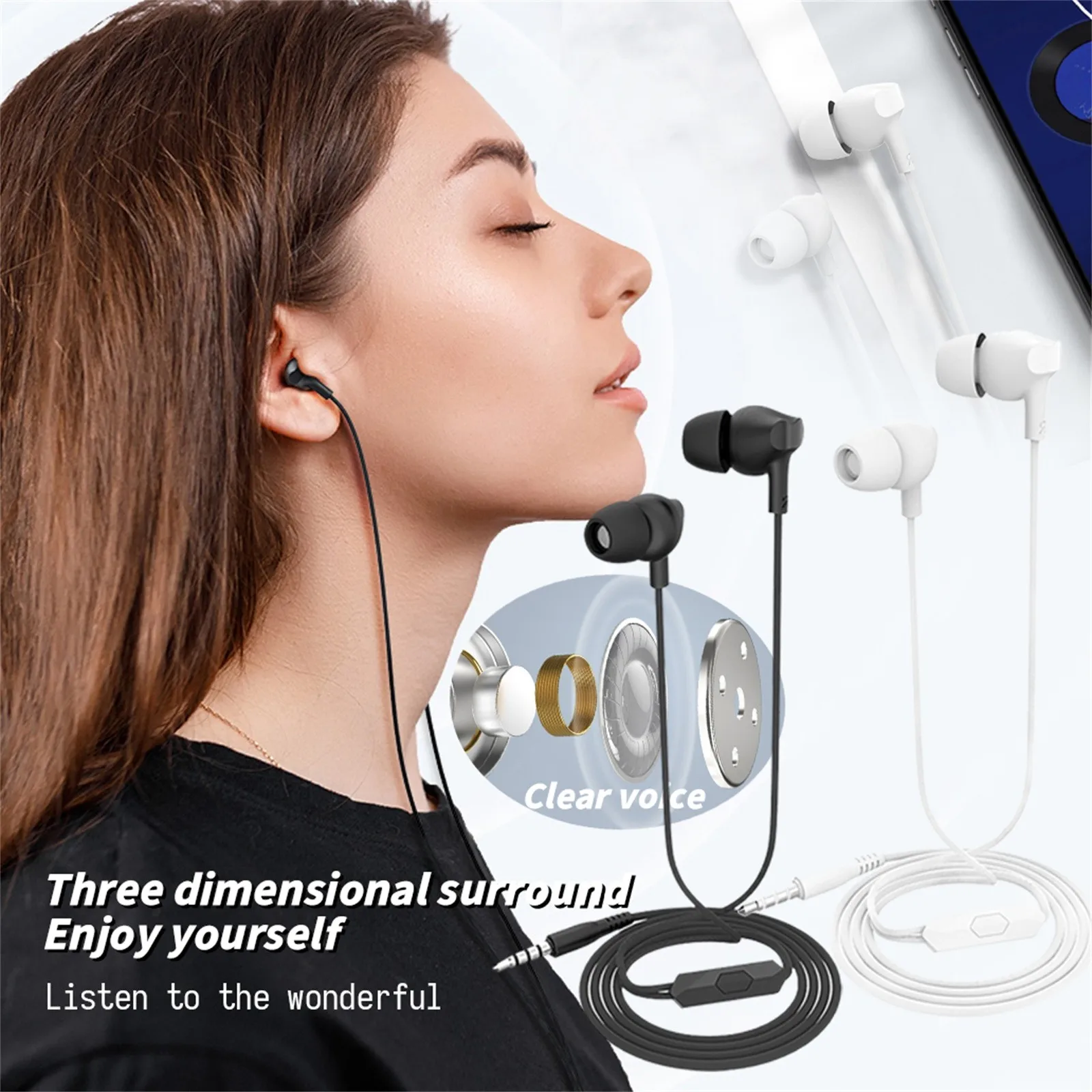 Universal 3.5mm Earphones Wired Headphones With Mic In-Ear Stereo Earbuds 1.2m Sports Gaming Headset For iPone Samsung Xiaomi |