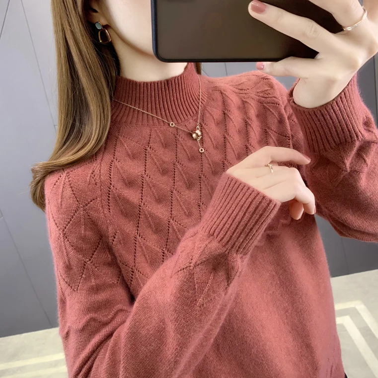 

Half a turtleneck sweater dress new winter wear outside loose brim joker thickening in knitting render unlined upper garment