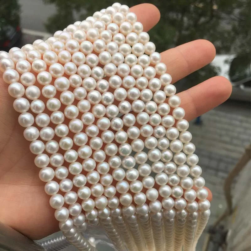 

Freshwater Pearl necklace Round shape with Size 5.5-6mm perfect luster for Jewelry DIY loose pearl strands