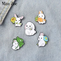 big eared rabbit enamel pins custom cute docile animals brooch lapel badge bag cartoon jewelry gift for friends