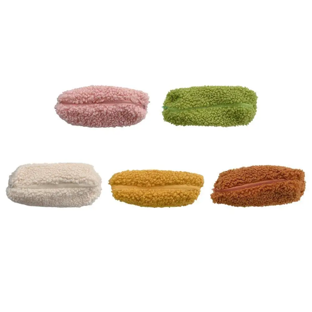 

Multicolor Lambswool Pencil Pouch Plush Pen Case Zipper Bag Cosmetic Make Up Organizer Pouch School Office Supplies
