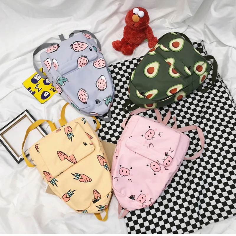 Милые авокадо Зеленый Рюкзак Мода Нейлон морковь с фруктовым принтом для женщин