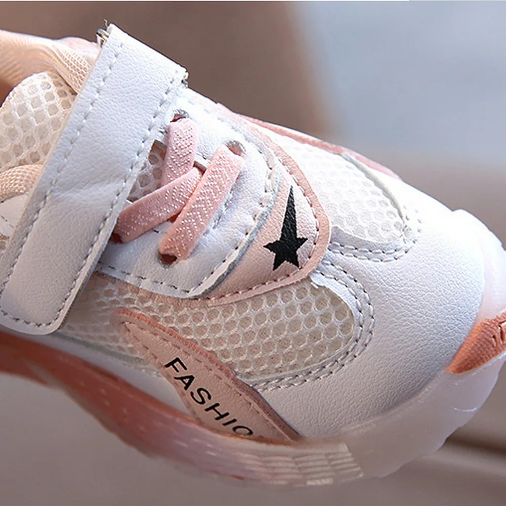 Kids Sport Shoes Summer New Mesh Breathable Boys Running Sneaker Fashion Girls Casual Child Toddler Luminous Lighted | Детская одежда и