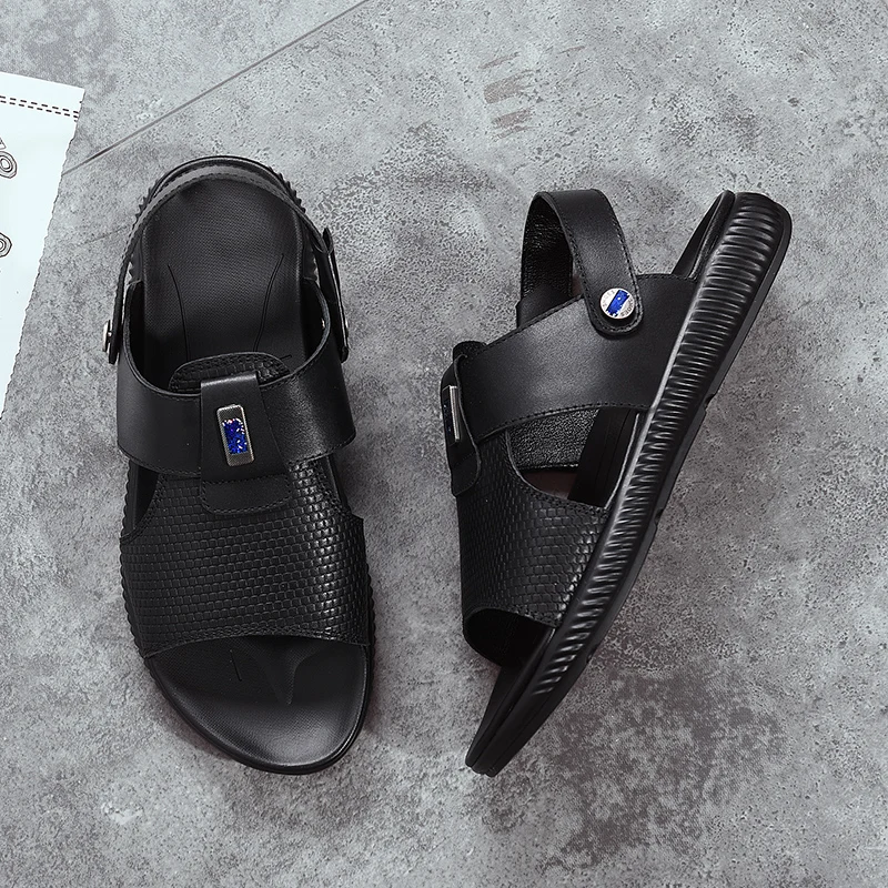 

Сандалии мужские из натуральной кожи, пляжная обувь, брендовые дизайнерские, повседневные, большие размеры, черные, белые, на лето