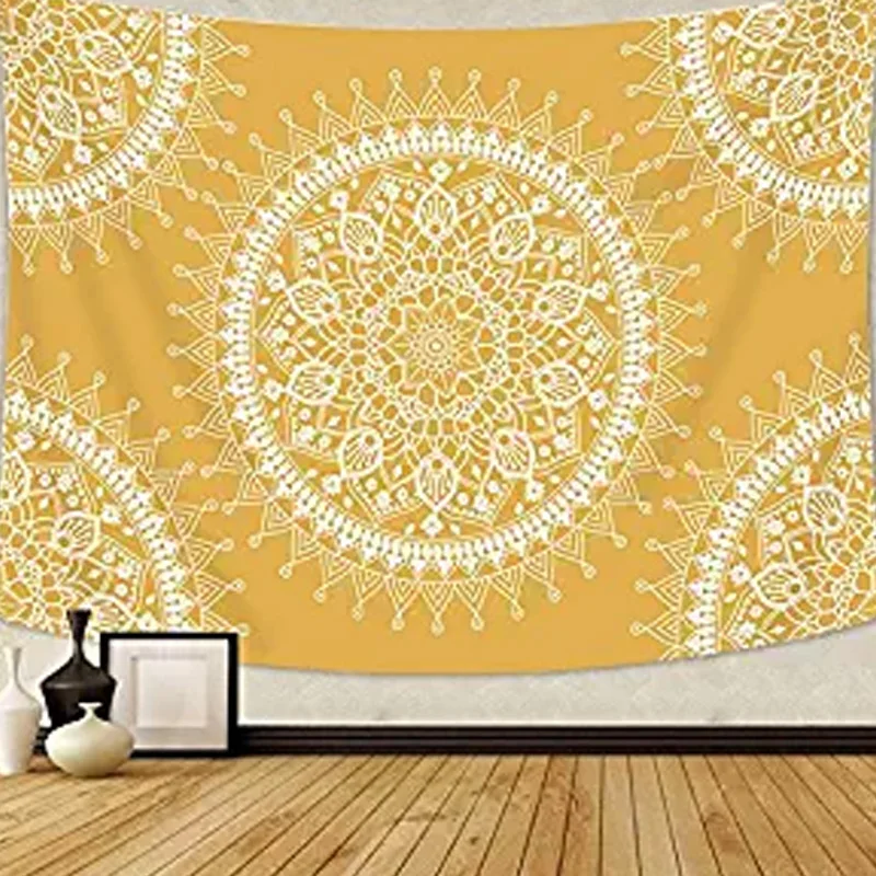 Богемский гобелен Мандала хиппи популярные настенные гобелены теплый золотой