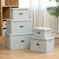 multiple modelsbrand new large capacity cotton linen folding storage box with lid clothingtoy storage household organization