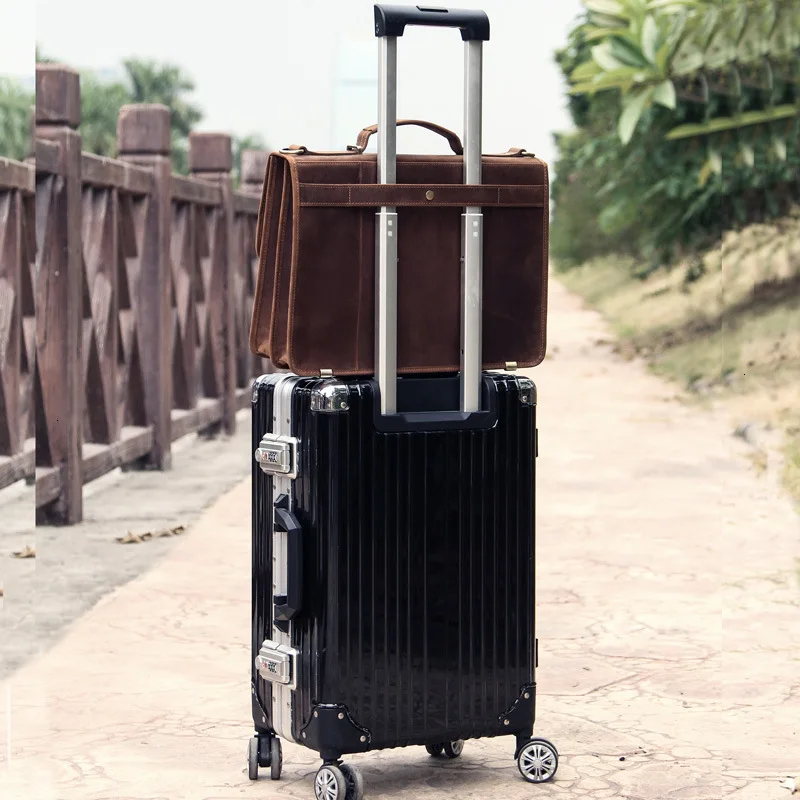 

14 Inch Notebook Computer Genuine Leather mens brown laptop messenger bag Business Affairs designer briefcases luxury handbags