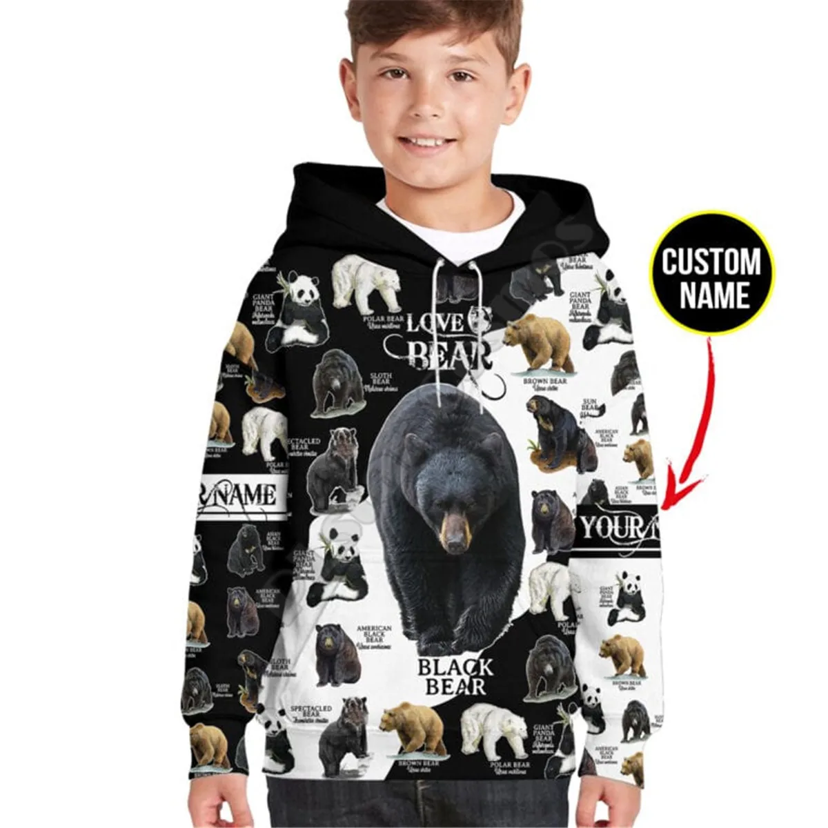 

Love Bear 3D Printed Hoodies Kids Custom Name Pullover Sweatshirt Tracksuit Jacket T Shirts Boy Girl Funny Animal Clothes 01