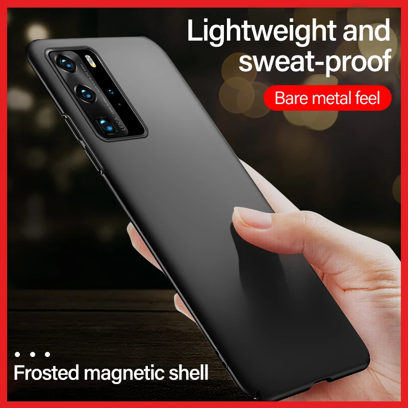 ultra thin magnetic hard matte pc phone case for huawei p40 p30 p20 pro lite mate 40 30 20 honor frosted protection cover coque free global shipping
