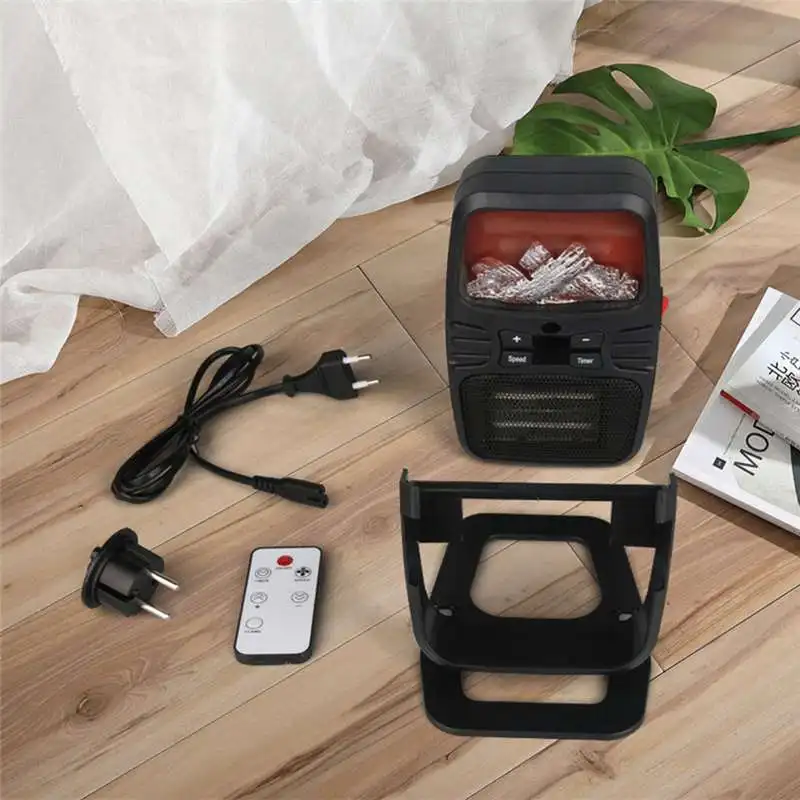 

KCASA-022 Multi-Function 1000W Heater Home Office Desktop Safe Mini Flame Lamp Warmer With Remote Control Air Heater For Winter