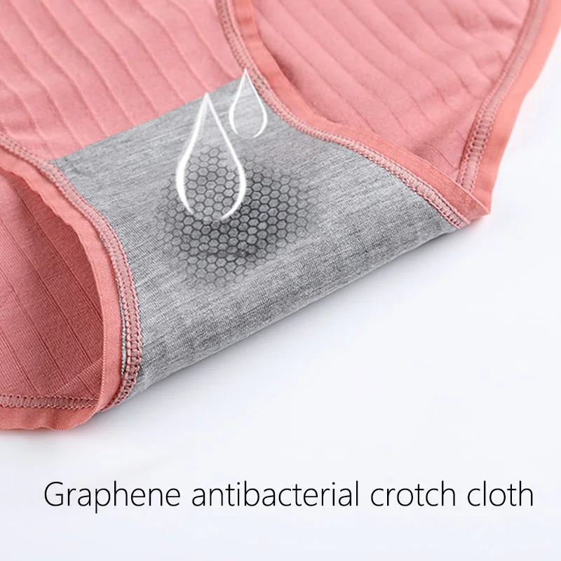 Женские хлопковые трусики M 4XL большого размера графеновые антибактериальные с