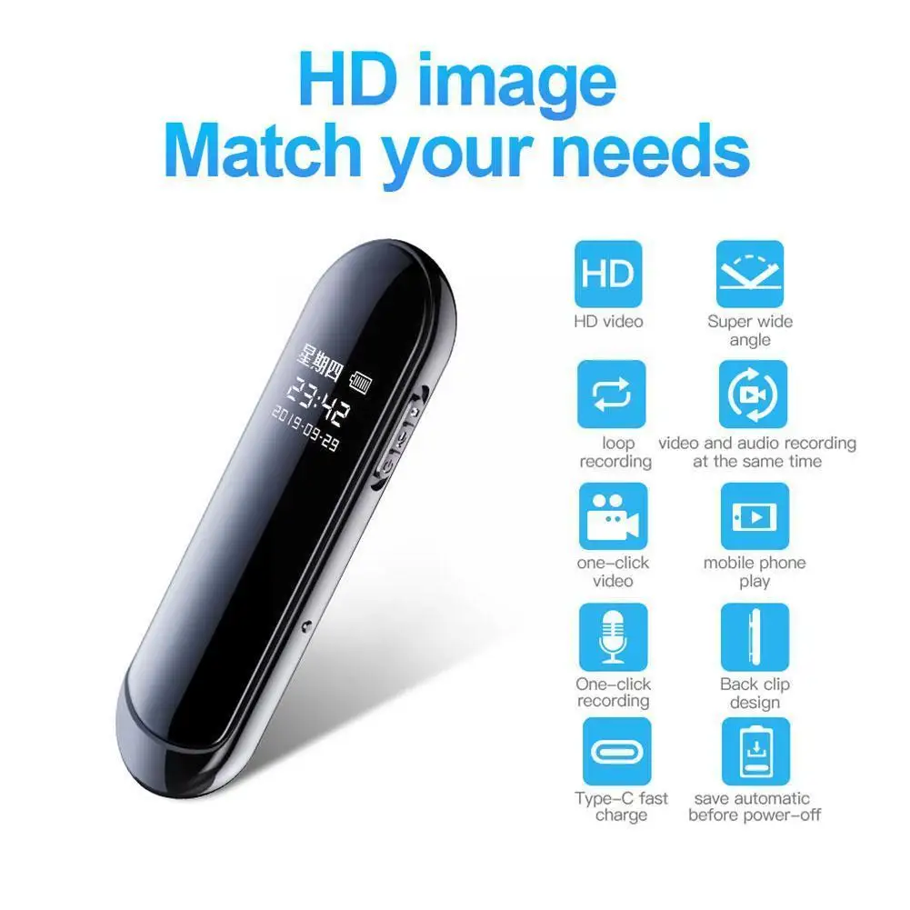 

Мини-видеокамеры камера с аудио вращающаяся линза 1080P видеокамера ручка фото и видео V6T3