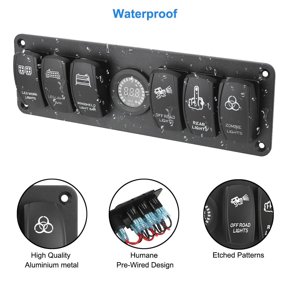 6 кнопочный цветной переключатель панель 12 В/24 В светодиодный светодиодным