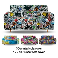 hip hop sofa cover stretch angle printed graffiti elastic couch cover case for corner sectional sofa 1 2 3 4 seater slipcover
