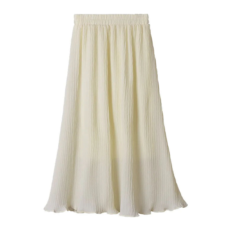 

ZAWAHIKI Mujer Faldas Solid Spring Autumn 2021 A-line Pleated Skirts Knitted Japan Style Vintage Woman Skirts Elegant