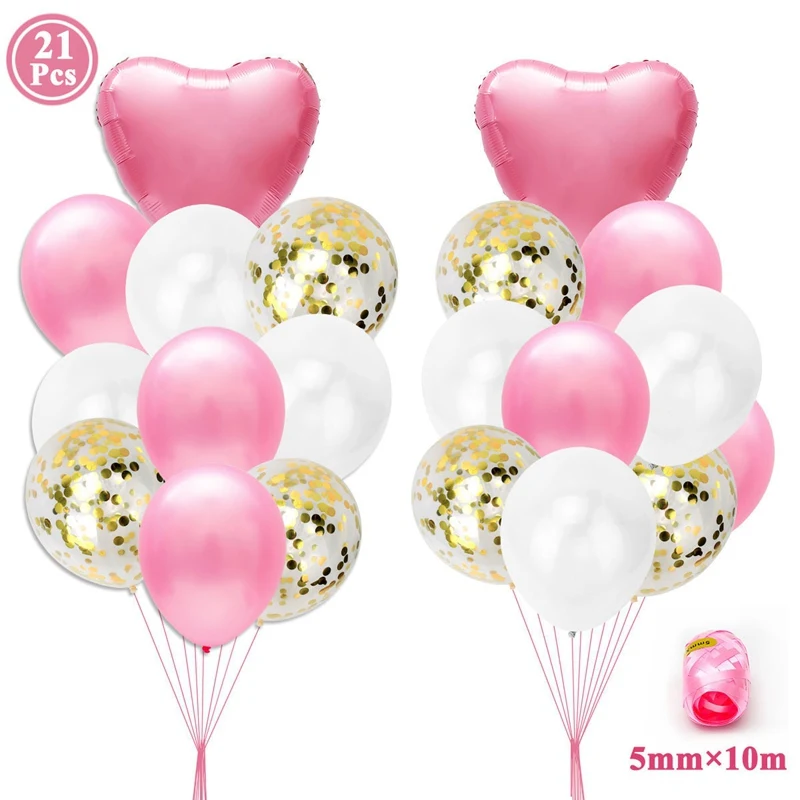 21pcs gold pink Первый с днем рождения воздушный шар из фольги номер шар баннер 1st для маленьких мальчиков и девочек вечерние украшения мой 1 один год поставки розовое золото - Цвет: 21pcs gold pink
