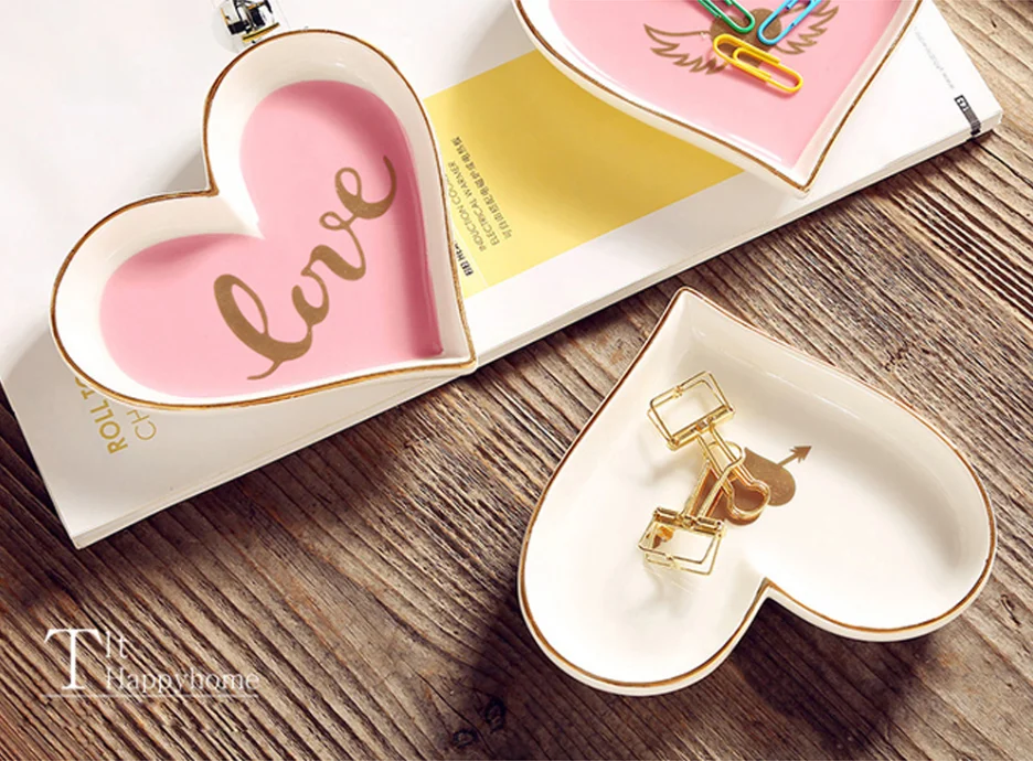 Маленькая керамическая в форме сердца Ювелирная Тарелка фарфоровая тарелка