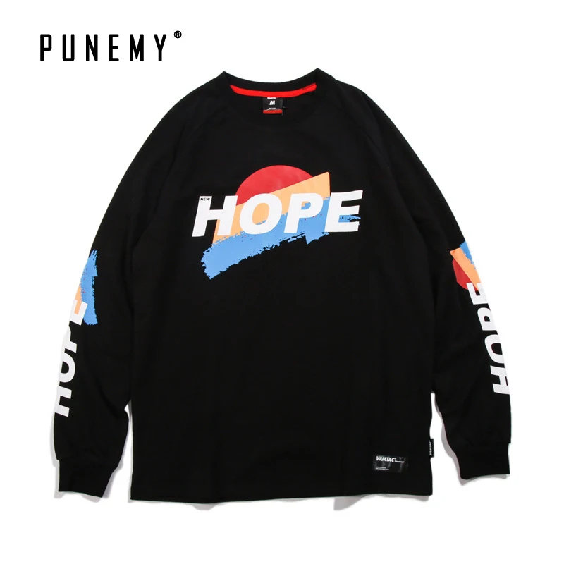 Ретро хип хоп мужские футболки с длинным рукавом полосатые принты уличная одежда