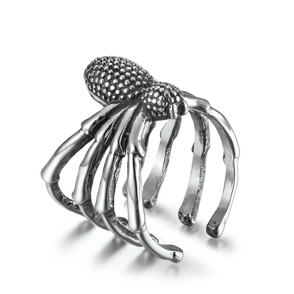 

Punk Jewelry Stainless Steel Spider Ring for Men Women Size 8-12