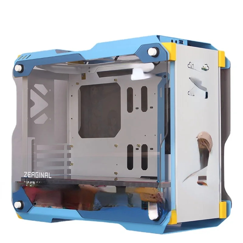

Open Mini Side Transparent Tempered Glass Desktop Host MATX Computer Small Chassis