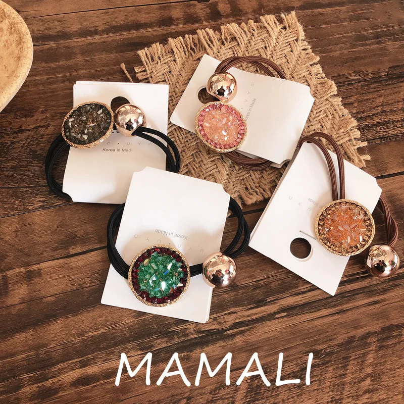 

Ethnic Style Colored Retro Rhinestone Elastic Hair Bands Hair Ties Ropes Handmade Baroque Crystal Hair Accessories Rubber Bands