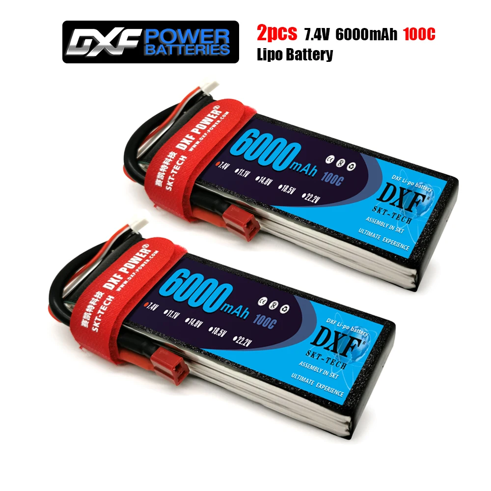 

DXF 2S 7.4V Lipo Battery 6000mah 100C-200C XT60 T Deans XT90 EC5 50C For Racing FPV Drone Airplanes Off-Road Car Boats