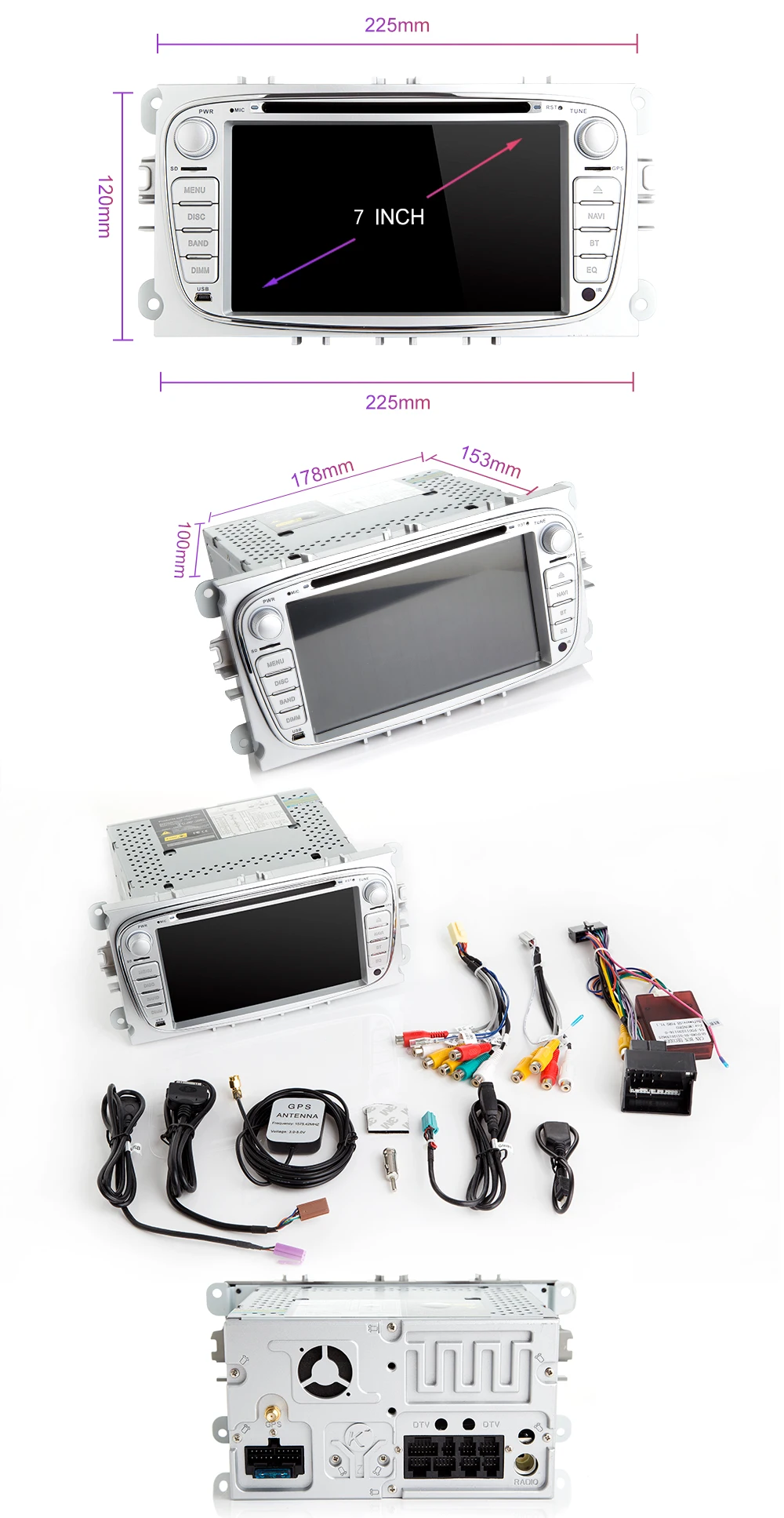 2din Android 9 автомобильный радиоприемник мультимедиа для Ford Focus 2 3 mk2 Mondeo 4 Kuga Fiesta Transit подключение S-C MAXGPS навигационное головное устройство