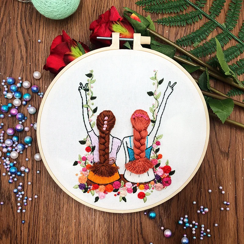 

Cross stitch DIY embroidery figure painting cross stitch set embroidery set DIY beginners embroidery friend gift