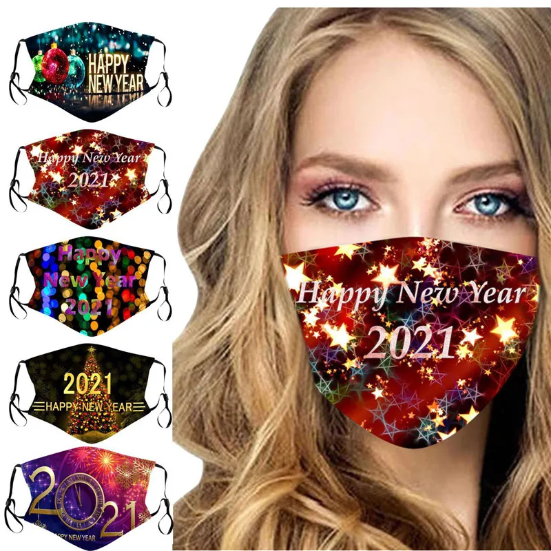 

2022 New Year Print Washable Face Mask Protective Mouth Mask Mouth Caps Reusable Fabric Mondkapjes Wasbaar Mascarillas Маска