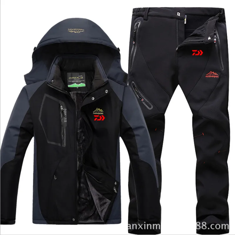 

Daiwa Plus velvet Fishing Suits Outdoor Breathable Full Sleeve Fishing Hoodie Elastic Pants Sports Set Men Fishing Clothes 245#