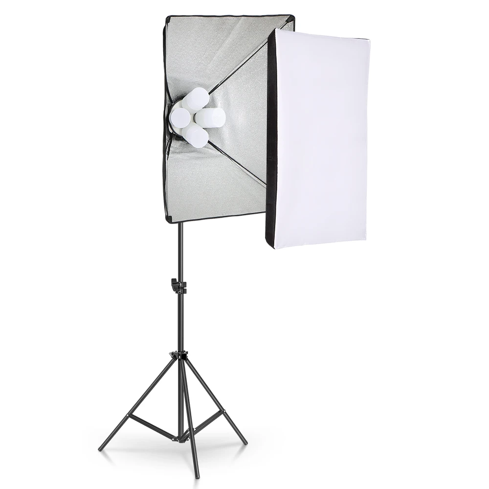 

Photography Lighting 50x70CM Four Lamp Softbox Kit E27 Holder With 4pcs Bulb Soft Box Accessories For Photo Studio Video