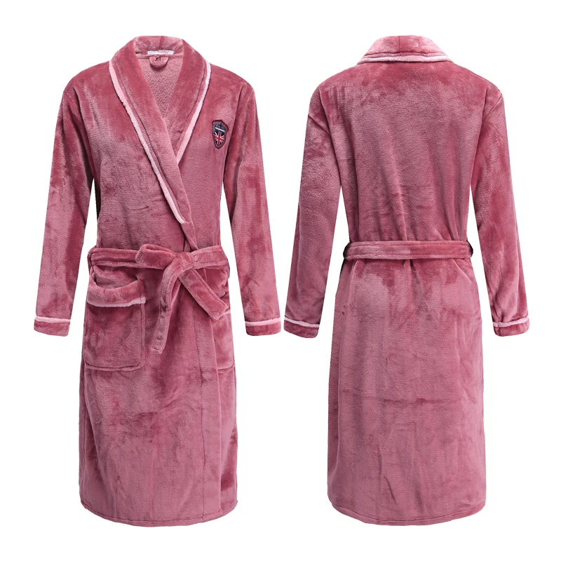 Мужские халаты H5978 Повседневная Ночная рубашка Мужская Утепленная фланелевая